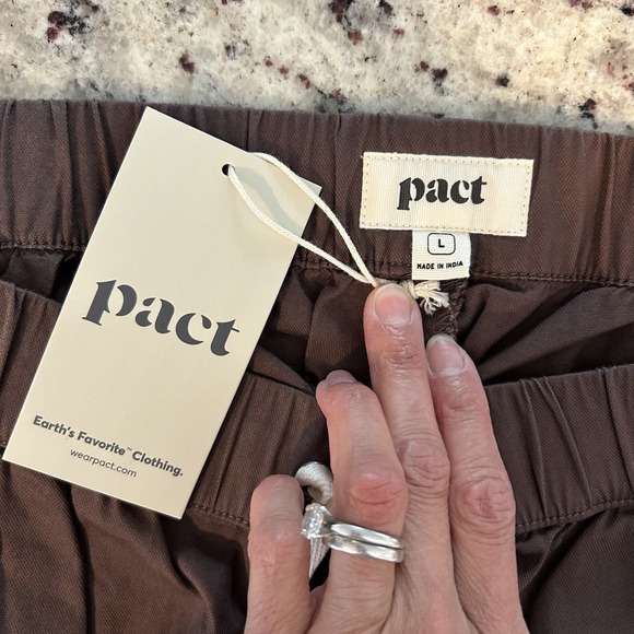 NWT Pact Women's Travel Jogger Taupe Tan Brown Organic Large Elastic Waist Soft - Picture 4 of 9
